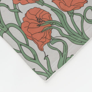 Cobertor De Velo Art Nouveau Red Poppy Floral Throw Blanket