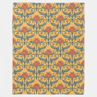 Cobertor De Velo Art Nouveau retrô vintage floral amarelo azul cora