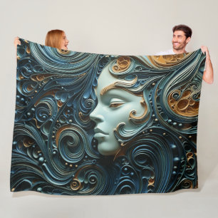 Cobertor De Velo Arte 3D da Mulher Moonlit