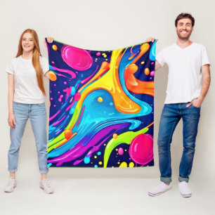 Cobertor De Velo Arte Abstrata Vibrante Neon Splash