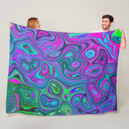 Cobertor De Velo Arte abstrato groovy mármore magenta e verde lima