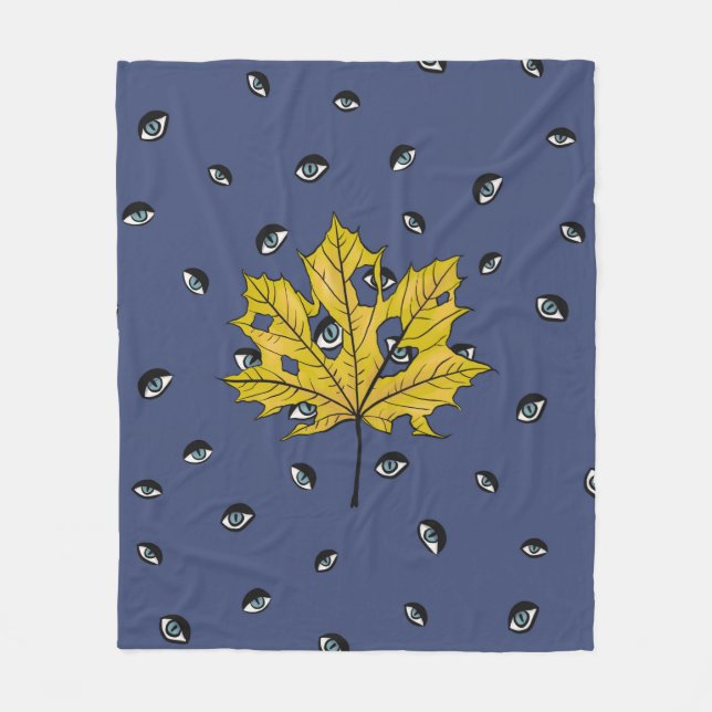 Cobertor De Velo Arte Botânica Assustadora de Folhas (Frente)