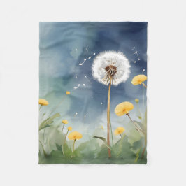 Cobertor De Velo Arte Colorida Dandelion Watercolor