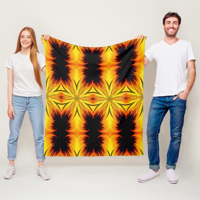 Cobertor De Velo Arte com Padrão Abstrato Amarelo e Marrom (In Situ)
