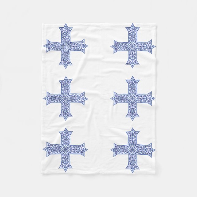 Cobertor De Velo Arte da Cruz Copta Azul Lapis Premium (Frente)