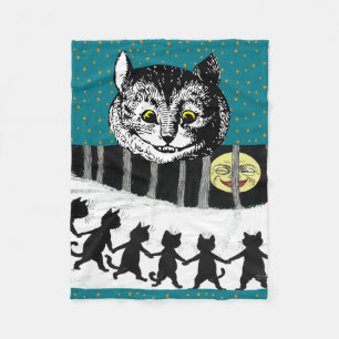 Cobertor De Velo Arte da lua de Tenniel Wain do gato de Cheshire do