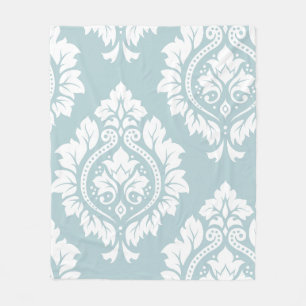 Cobertor De Velo Arte Damasco Decorativa I Branco sobre Azul Ovo de