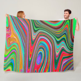 Cobertor De Velo Arte de Abstrato azul, verde e vermelho trippy