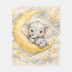 Cobertor De Velo Arte de Berçário Lua de Elefante Fofo