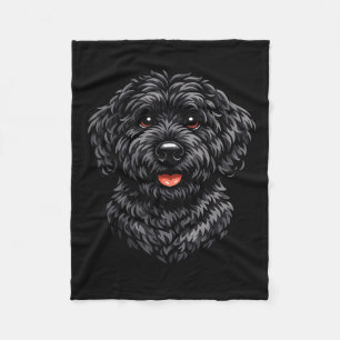 Cobertor De Velo arte de cachorro labradoodle preto fofo para