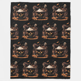 Cobertor De Velo Arte de Café de Halloween – Latte Assustador com E