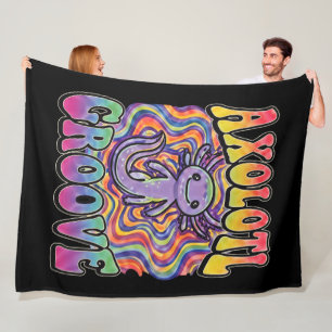 Cobertor De Velo Arte de Chuva de Cores Retro Groovy Hippie Axolote
