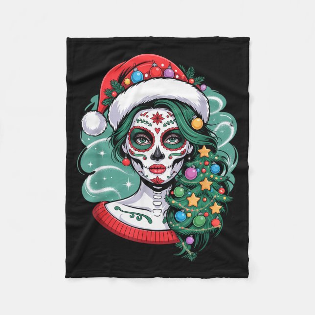Cobertor De Velo Arte de Crânio de Açúcar de Natal Mulher Chapéu de (Frente)