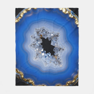 Cobertor De Velo Arte de Cristal com Borda Dourada de Ágata Azul