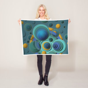 Cobertor De Velo Arte de Esferas Celestiais Turquesa e Azul Abstrat