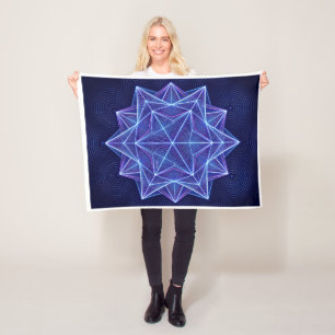 Cobertor De Velo Arte de Estrela Geométrica Azul Sagrada e Reluzent