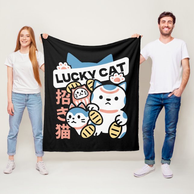 Cobertor De Velo Arte de Gato Sortudo – Maneki Neko com Moeda de Ou (In Situ)