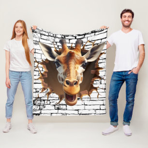 Cobertor De Velo Arte de Girafa 3D na Parede – Safari Realista