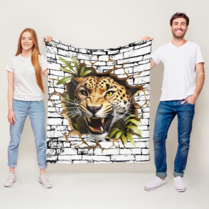 Cobertor De Velo Arte de Leopardo 3D de Parede Quebrada – Safari Re