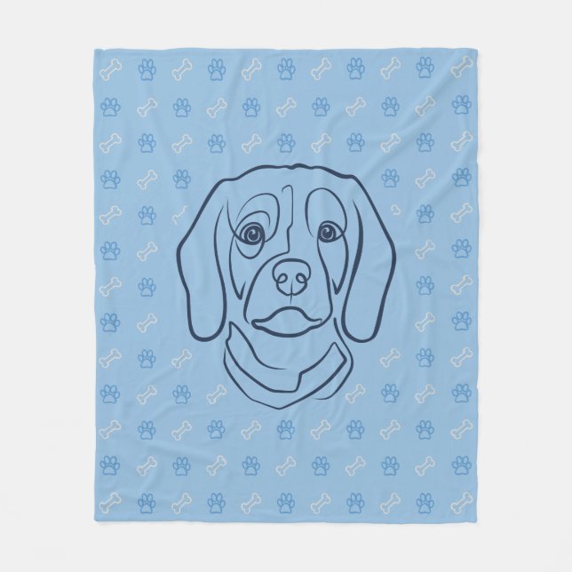 Cobertor De Velo Arte de Linha Beagle, Elegância com Atitude (Frente)