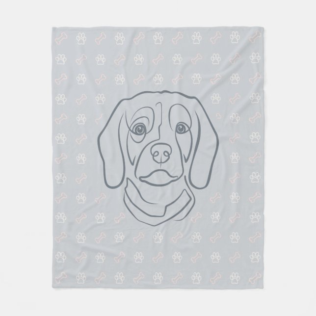Cobertor De Velo Arte de Linha Beagle, Elegância com Atitude (Frente)