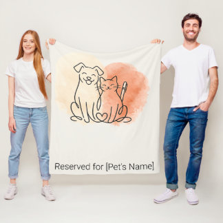 Cobertor De Velo Arte de Linha Minimalista de Cachorro e Gato Perso