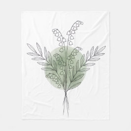 Cobertor De Velo Arte de Linha Minimalista de Lírio-do-Vale em Sage