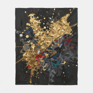 Cobertor De Velo Arte de Luxo Moderno com Salpico Abstrato em Ouro 