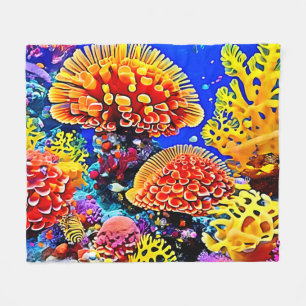 Cobertor De Velo Arte de Maravilha de Recife de Coral Vibrante