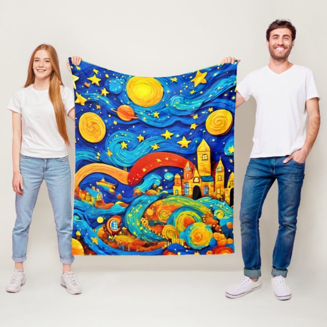 Cobertor De Velo Arte de Noite Estrelada em Desenho Animado (In Situ)
