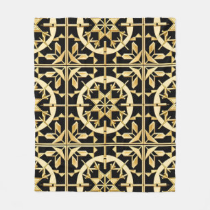 Cobertor De Velo Arte de Padrão Geométrico Dourado Elegante