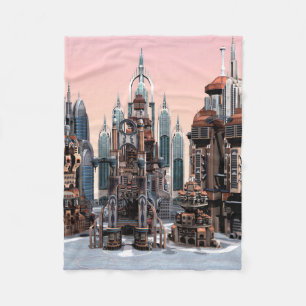 Cobertor De Velo Arte de Paisagem Urbana Futurista Pastel Fantasia
