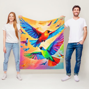 Cobertor De Velo Arte de Pintura Aviária Vibrante
