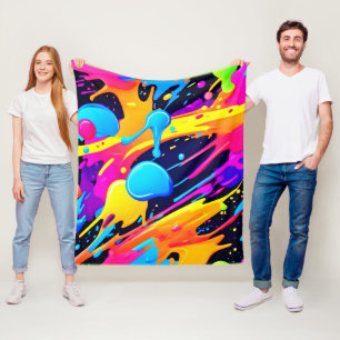 Cobertor De Velo Arte de pintura com respingos de néon