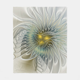 Cobertor De Velo Arte de prata dourada do Fractal do abstrato da