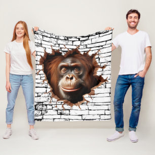 Cobertor De Velo Arte de Quebra de Parede Orangutan 3D - Safari Rea