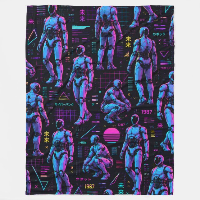 Cobertor De Velo Arte de Robô Humanoide Futurista | Android de Ficç (Frente)