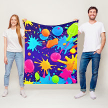 Arte de Splatter de Tinta Neon Vibrante