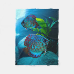 Cobertor De Velo Arte de Tanque de Peixe Aquário de Disco Azul