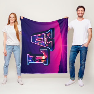 Cobertor De Velo Arte de tipografia neon estilo Califórnia dos anos