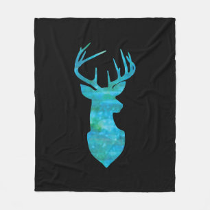 Cobertor De Velo Arte de Troféu de Veado Azul e Verde
