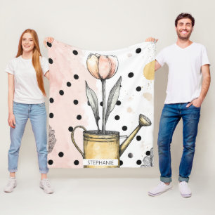 Cobertor De Velo Arte de Tulipa em Aquarela com Pontos