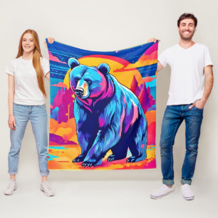 Cobertor De Velo Arte de Urso Vibrante