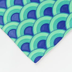 Cobertor De Velo Arte Deco - padrão de ondas - turquesa e cobalto