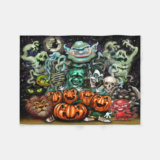 Cobertor De Velo Arte Divertida de Halloween (Frente (Horizontal))