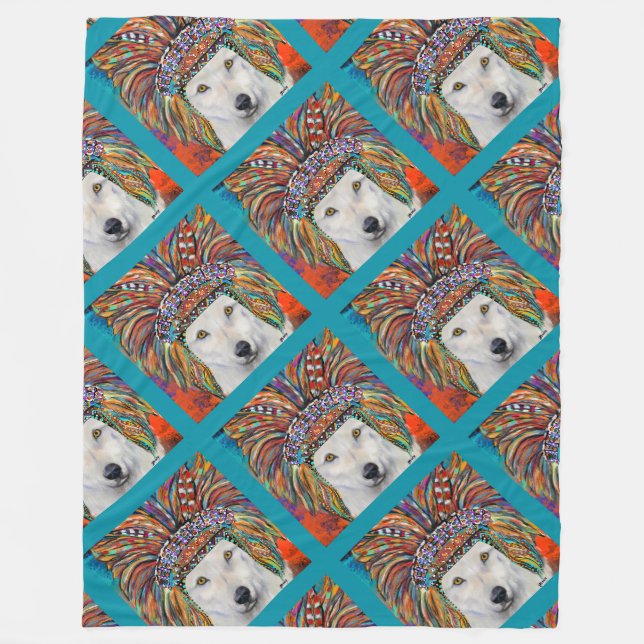 Cobertor De Velo Arte do Lobo Branco (Frente)