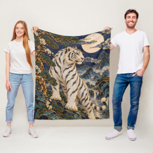 Cobertor De Velo Arte do Tigre Branco – Montanha de Pinheiro da Lua