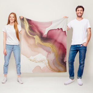 Cobertor De Velo Arte em Aquarela Burgundy e Dourado Elegante