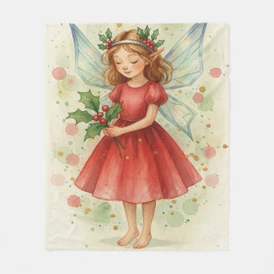 Cobertor De Velo Arte em Aquarela de Fada de Natal Feriado