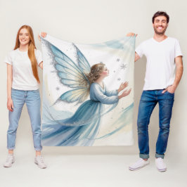 Cobertor De Velo Arte em aquarela de fada de neve de inverno Natal 